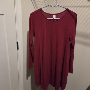 Long Sleeve Burgundy Dress